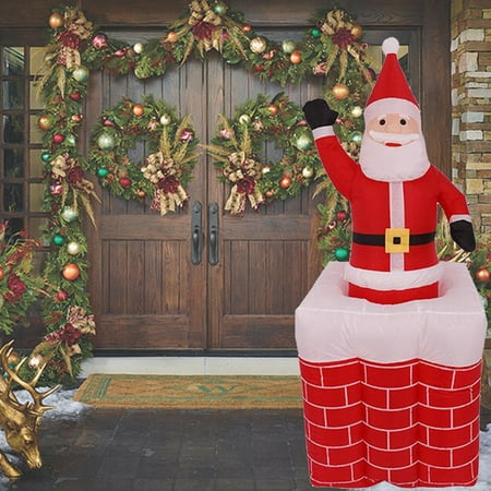 Christmas 5 Ft Animated Santa Claus Climbing Out Of Chimney
