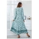 thumbnail image 5 of TEELYNN Vestido largo con estampado floral étnico de rayón de algodón vintage para mujer, vestido informal de manga larga estilo bohemio para otoño, vestidos con cuello en V, 5 of 5
