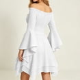 thumbnail image 6 of Renaissance Costume Women Bell Sleeve Cold Shoulder Lace up Ruffle Medieval Corset Dress Halloween Costumes White XXL, 6 of 7