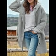 thumbnail image 4 of Women'S Winter Single-Breasted Long Hooded Casual Windbreaker Jacket Grey XXXL, 4 of 6