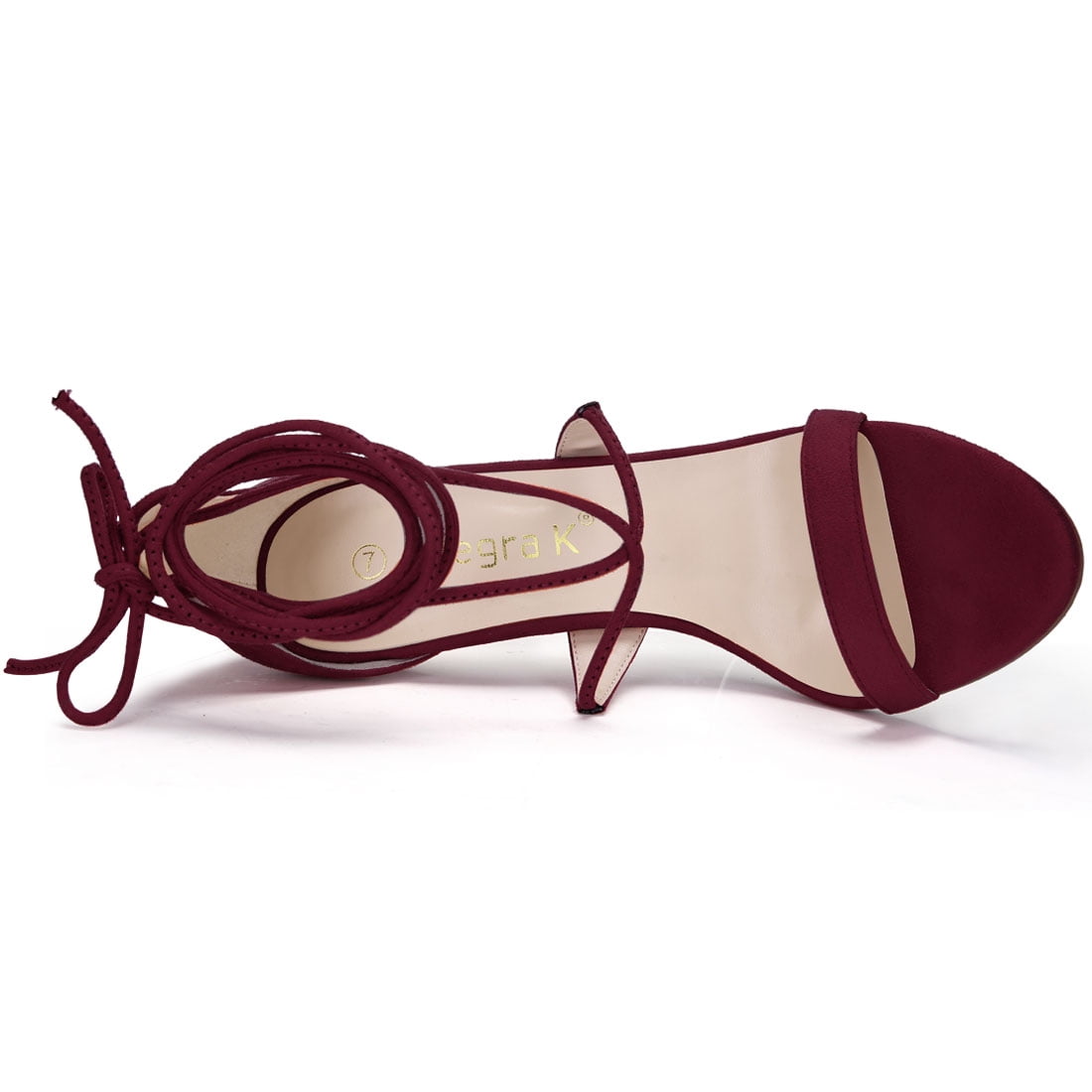 DARING DIVA Women Open Toe Stiletto High Heel Lace-Up Black Sandals 10 Burgundy