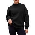 thumbnail image 2 of IMENGL Oversized sweatshirts turtleneck pullover, Black L, Size M-2XL, 2 of 7