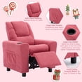 thumbnail image 6 of Mini Recliner Chair with Cup Holder, Toddler Recliner with Side Pockets and Non-Slip Footstool, Corduroys Cozy Recliners for Little Ones Room, Little Loungers, Pink, 6 of 8