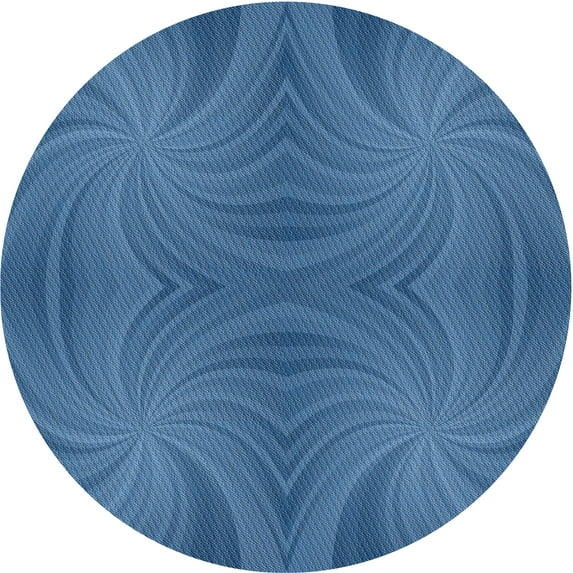 Ahgly Company Indoor Round Patterned Blue Novelty Area Rugs, 5' Round