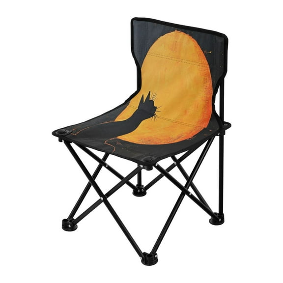 Outdoor Folding Chair 14.46x14.46x22.83 Inches, Camping Folding Chair Easy to Carry Ideal for Outdoor Picnics Camping Park Fishing Orange Moon Cat