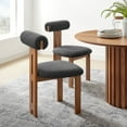 thumbnail image 2 of Side Dining Chair, Set of 2, Walnut Dark Gray, Fabric, Wood, Bar Pub Cafe Bistro Dining Kitchen Hospitality Restaurant, Modern Contemporary, HB37318, 2 of 10