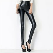HEVIRGO Women Skinny Faux Leather Stretchy Pants Leggings Pencil Tight Trousers Fashion
