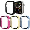 [4 Pack] Exclusives Compatible with Apple Watch 40mm Case, Full Coverage Bumper Protective Case with Screen Protector for Men Women iWatch Series 6/5/4/SE, Black, Blue, Hot Pink, Yellow
