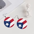 thumbnail image 5 of Leather Dangle Round Earrings For Women Puerto-Rico-Flag Circle Earrings Drop Jewelry, 5 of 6