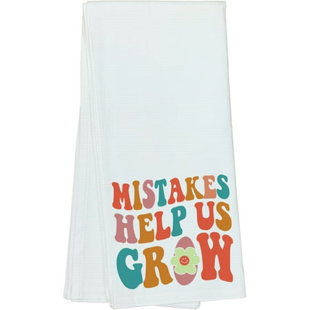 

Mistakes Help Us Grow Groovy Retro Wavy Text Merch Gift Dish Towel 16 x 25 IN