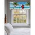 thumbnail image 3 of Coastal Christmas Santa Valances for Windows Xmas Stocking Palm Tree Beach Kitchen Valance Curtain Rod Pocket Small Curtains for Cafe Bathroom Laundry Basement 60" x 18", 3 of 8