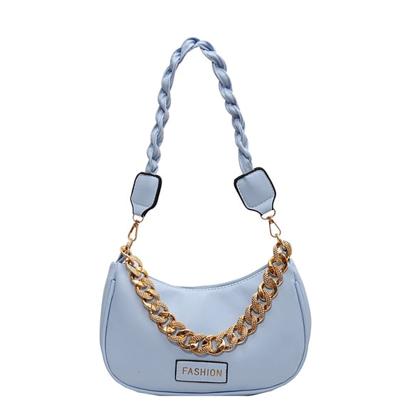 Fashion Women's PU Leather Single Shoulder Bag with Twist Rope Strap & Gold Chain Accent, Compact Zip Closure Handbag for Daily Commute, Party, Evening Out