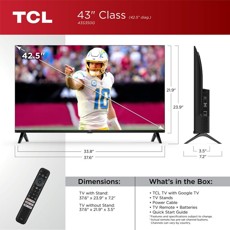 TCL 43 S Class 1080p FHD HDR LED Smart TV with Google TV - 43S350G