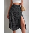 thumbnail image 6 of Women'S Summer High Waisted Flowy Slit Midi Skirts Casual Boho Floral Beach Skirt Black L, 6 of 9