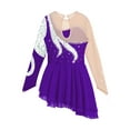 thumbnail image 4 of YIZYIF Girls Sequins Mesh Splice Figure Ice Skating Dress Juniors Chiffon Dance Dress,Sizes 6-16 Purple 16, 4 of 5