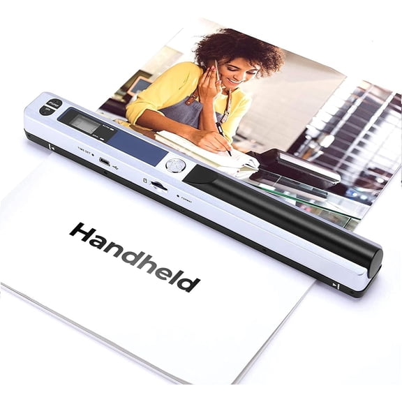 Portable Scanner, Photo Scanner for A4 Documents Pictures Pages Texts in 900 DPI, Flat Scanning, Include 16G SD Card, Wand Document Reader Uploads Images to Computer Via USB Cable, No Driver