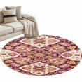 thumbnail image 2 of Red Boho Round Area Rug 3.3 FT, Non Slip Small Entryway Kitchen Mat, Country Vintage Aesthetic Ethnic Aesthetics Washable Soft Circular Rug Non-Shedding Door Mat for Bathroom Playroom Kids Room, 2 of 9