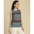 thumbnail image 3 of Moomaya Sleeveless Boat Neck Printed Georgette Top - Women's Elegant Top, 3 of 9