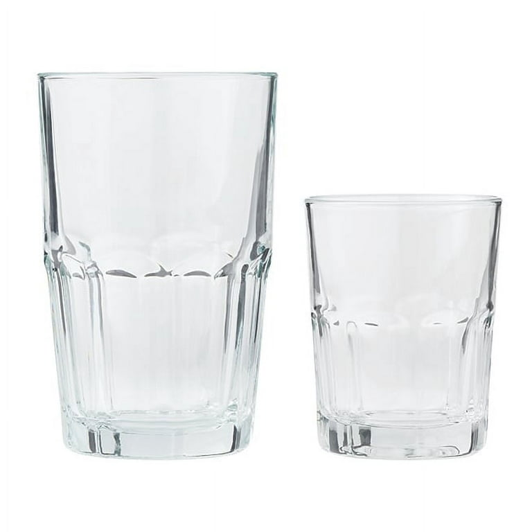 Mainstays Cross Plains 16-Piece Drinking glass Set, 16 & 10 oz 