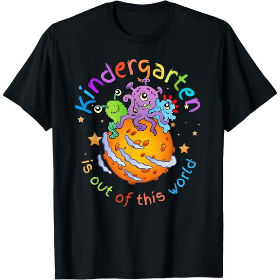 Kindergarten kids space aliens Back to School Teacher T-Shirt,Black