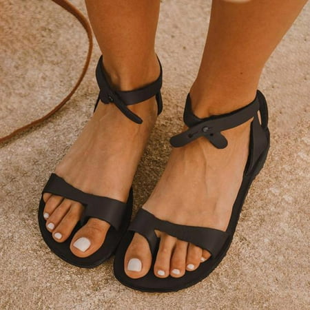 

Homedles Closed Toe Sandals Women- Comfy Summer wear Casual 2023 New Flat Slip on Womens Sandals Black