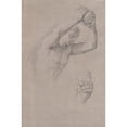 thumbnail image 2 of Giacomo Zoboli 11x14 Black Ornate Wood Framed Double Matted Museum Art Print Titled: Studies of a Young Man Holding a Stone (18th Century), 2 of 5