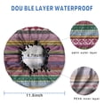 thumbnail image 3 of Shower Caps,Purple Boho Tribal Stripes and Hearts Pattern Waterproof Shower Cap for Women 4 Pieces,Double Reusable Hair Cover for Shower PEVA Elastic Stretch Hem, 3 of 7