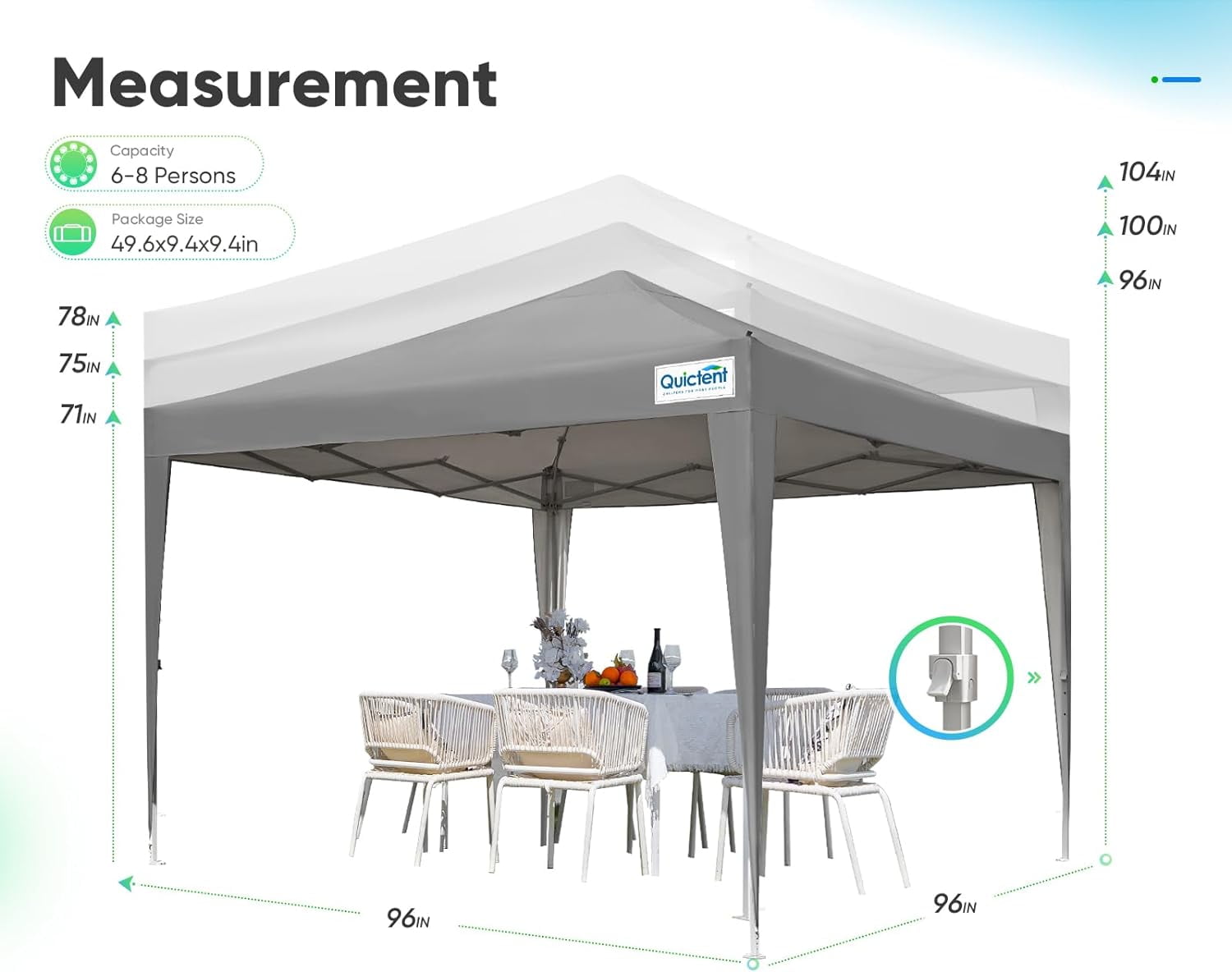 Quictent Privacy 8x8 Pop up Canopy Tent with Sidewalls and Roll-up