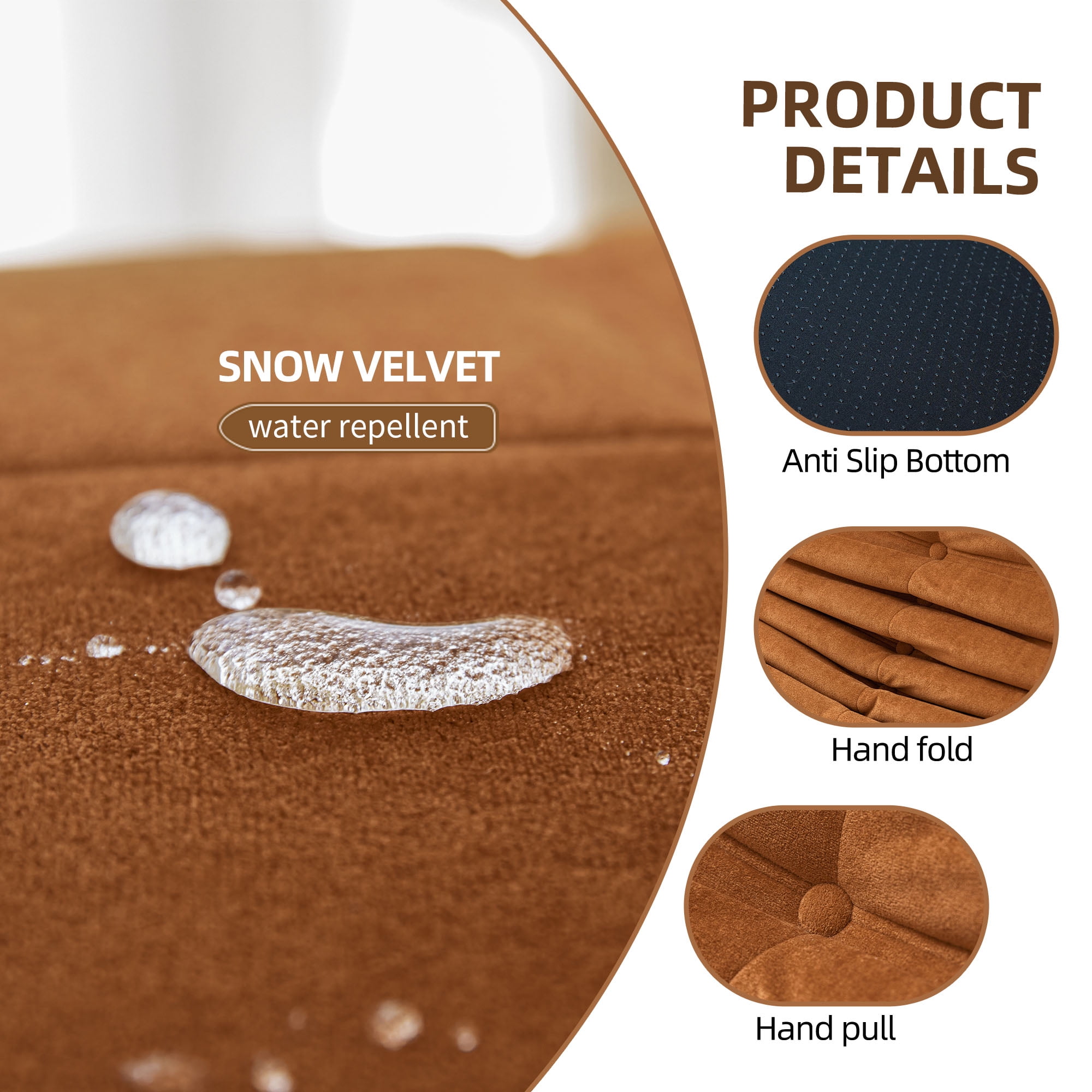 Aukfa Bean Bag Chair, Lazy Floor Sofa Lounger, Sponge Sofa Chairs for Adults, Fireside Chair for Living Room Bedroom, Caramel