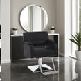 thumbnail image 3 of BarberPub Hydraulic Swivel Styling Salon Chair, PVC Leather, 300lb Capacity, Black, 3 of 12