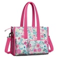 thumbnail image 2 of Teacher Tote Bag,Pioneer Flower Floral Print Pattern Teacher Utility Tote Bag,Large Work Tote Bags for Women with Multiple Pockets,Top Zipper Closure,13.8x10.6x6.7 Inch, 2 of 5