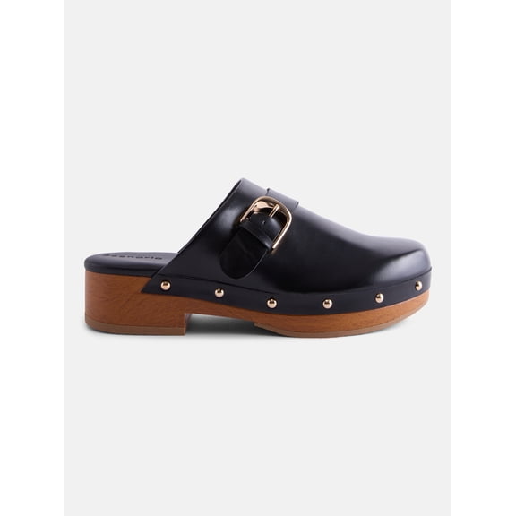 Scenario Women's Studded Faux Leather Platform Clogs
