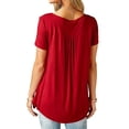 thumbnail image 4 of GORHGORH Women Summer Tee Shirt Solid Color Short Sleeve Button Blouse Tunic T-Shirt Top, 4 of 4