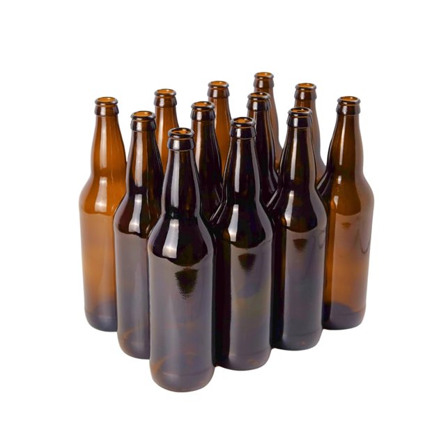 Botellas de cerveza FasTrack de vidrio ámbar, cuello largo, 650 ml, paquete de 12