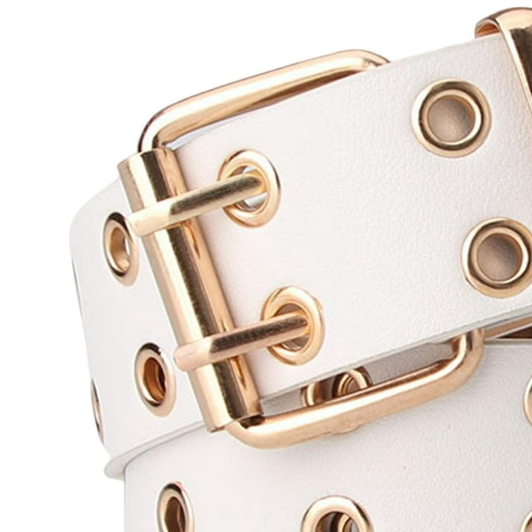 Double Grommet Punk Belt, Vintage Gothic Adjustable PU