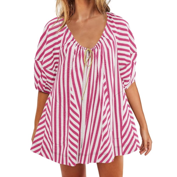 Trajes de Mujer Casual Moda Impresión Cuello Redondo Cordón Vendaje Manga Corta Bolsillos Traje de Juego