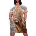 thumbnail image 2 of Vestido de noche holgado con bolsillos de vaca de las Tierras Altas, divertido y peludo, para mujer, estilo coreano, 2 of 7