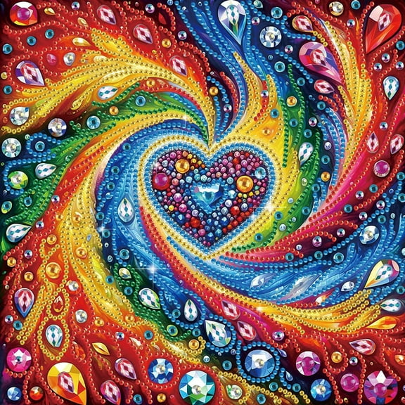 5D DIY Diamond Painting Kit Vibrant Heart-Shaped Crystal Diamond Painting Handcrafted Artwork Includes Tools, Suitable for Beginners and Adults Home Wall Decor Holiday Gift