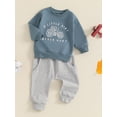 thumbnail image 5 of Jxzom Toddler Baby Boy Fall Winter Clothes Long Sleeve Tractor Letter Print Sweatshirt Tops Solid Pants 6 12 18 Months 2T 3T 4T Cute Outfit Set, 5 of 8
