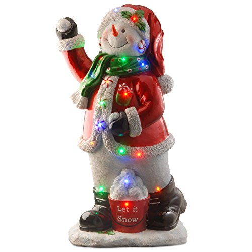 National Tree 36 Inch Snowman Holding Tree with 25 Multicolor LED