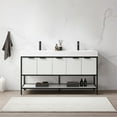 thumbnail image 2 of Marcilla 60" Double Sink Bath Vanity in White with One-Piece Composite Stone Top, 2 of 14