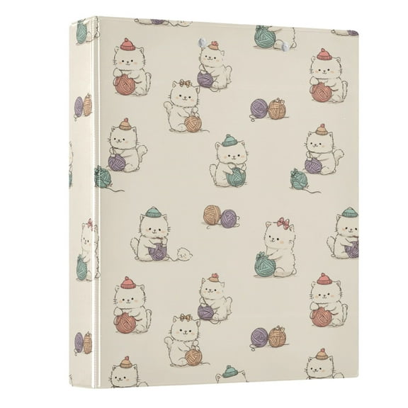 Three Ring Binder Cute Fluffy Cartoon Cats 1.5 Inch Round Binder D-Rings for Office Supplies and More