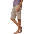 thumbnail image 4 of Hurxie Women's Bermuda Shorts Wide Leg Cargo SweatShorts Elastic Waist Casual Knee Length Shorts with Pockets Khaki,XL, 4 of 6
