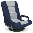 thumbnail image 1 of Best Choice Products Swivel Gaming Chair 360 Degree Multipurpose Floor Chair Rocker for TV Reading Playing Video Games w/Lumbar Support Armrest Handles Adjustable Foldable Backrest - Blue/Gray, 1 of 5