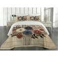thumbnail image 2 of Ambesonne Rustic Quilted Coverlet 3 Pcs, Modern and Simple Bouquet, King Size, Night Blue Ruby and Champagne, 2 of 4