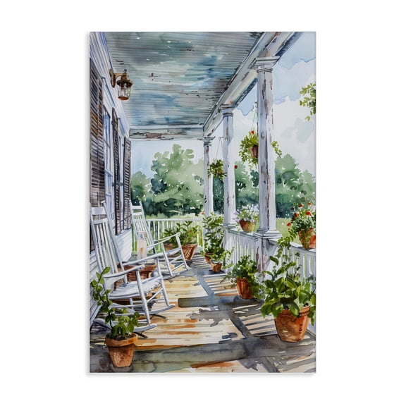 Stupell Industries French Country Summer Plant Filled Porch Canvas Art, 16 x 24, by Franklyn Gregory