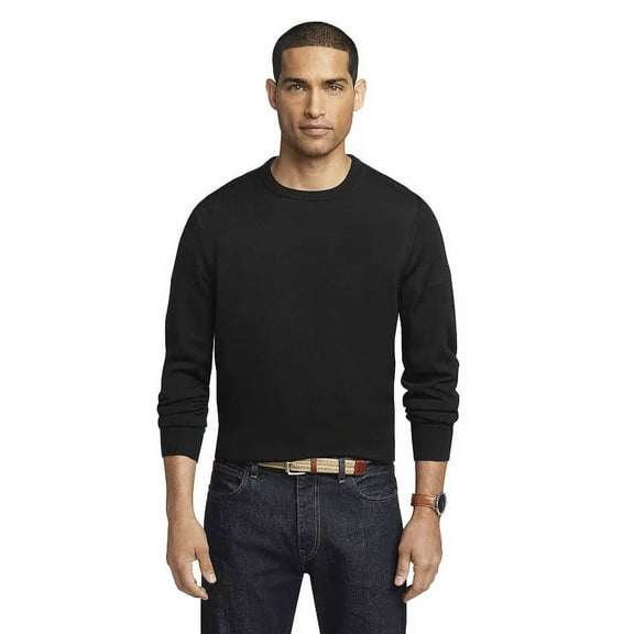 Van Heusen Men's Essential Lightweight Merino Long Sleeve Crewneck Sweater 3XL Black