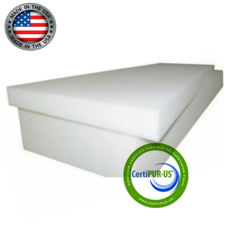 High Density Upholstery Foam Cushion 6T x 24W x 80L (50ILD) Extra Firm  Couch Cushion Replacement, Foam Padding, (White) by Ritchie Foam 