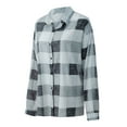thumbnail image 6 of Dyfzdhu Plaid Shirts for Women Plus Size Trendy Loose Checkered Print Long Sleeve Blouse Top Gray, 6 of 9
