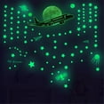 thumbnail image 5 of Fiudx Pegatinas de Pared Luminosas, Diseño de Cielo Estrellado, Efecto de Brillo Realista, Fácil de Despegar y Pegar, Decoración para Dormitorio o Sala de Estar, Temática Espacial, Material de Pvc, 1, 5 of 5